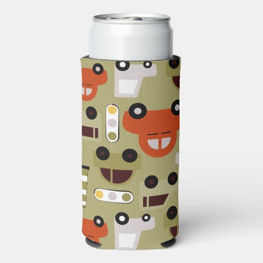 Verkeerslichten Sinaasappel auto's patroon Seltzer Blikjeskoeler (Seltzer Achterkant)