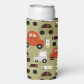 Verkeerslichten Sinaasappel auto's patroon Seltzer Blikjeskoeler (Seltzer Voorkant)