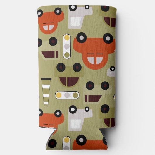 Verkeerslichten Sinaasappel auto's patroon Seltzer Blikjeskoeler (Achterkant)