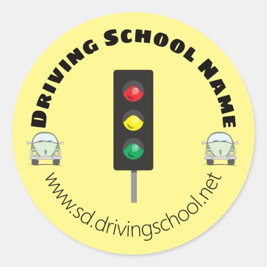 Verkeerslichtgele envelop ronde sticker (Voorkant)