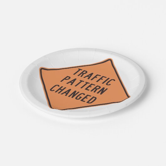 Verkeerspatroon gewijzigd teken papieren bordje (Gekanteld)