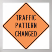 Verkeerspatroon gewijzigd teken poster (Voorkant)