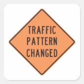 Verkeerspatroon gewijzigd teken vierkante sticker (Voorkant)