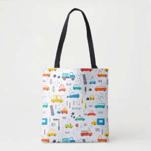 Verkeerspatroon voor auto's in de vorm van een ver tote bag