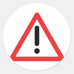 Verkeerspictogram uitroepteken ronde sticker