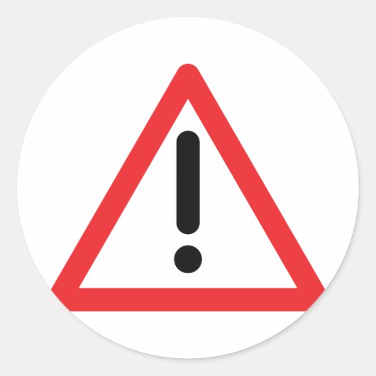 Verkeerspictogram uitroepteken ronde sticker (Voorkant)