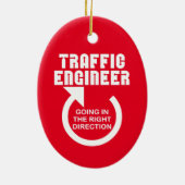 Verkeerstechnicus in de juiste richting keramisch ornament (Achterkant)