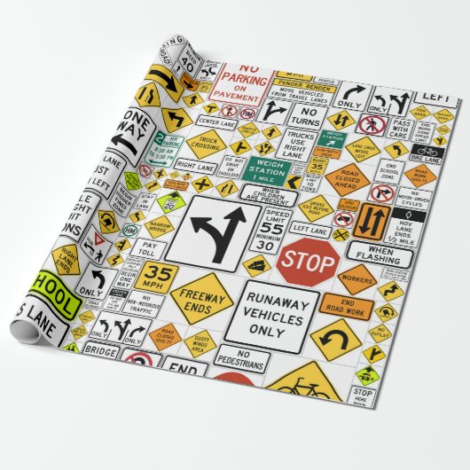 Verkeerstekens inpakpapier (Uitgerold)