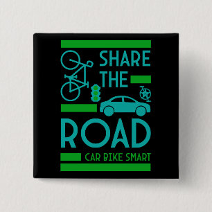 verkeersveiligheid op de fiets vierkante button 5,1 cm