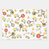 Verkeersvoertuigen van de bouwer van Cute Boy Inpakpapier Vel (Voorkant 3)