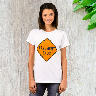 Verkeerswaarschuwingsbord einde verharding weg t-shirt