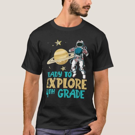 Verken 4e klas terug naar school Astronaut Space E T-shirt (Voorkant)