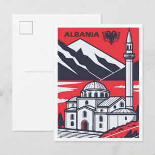 Verken Albanië Vintage Reisillustratie Briefkaart