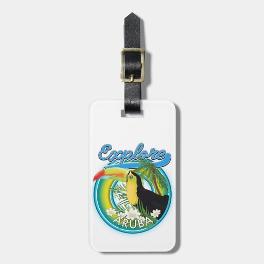 Verken Aruba reislogo Bagagelabel (Voorkant verticaal)