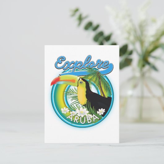 Verken Aruba reislogo Briefkaart (Staand voorkant)