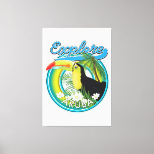 Verken Aruba reislogo Canvas Afdruk