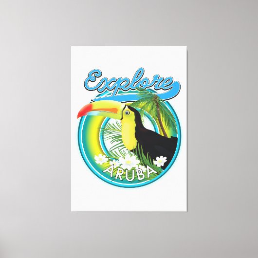 Verken Aruba reislogo Canvas Afdruk (Voorkant)