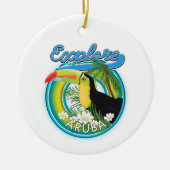 Verken Aruba reislogo Keramisch Ornament (Voorkant)