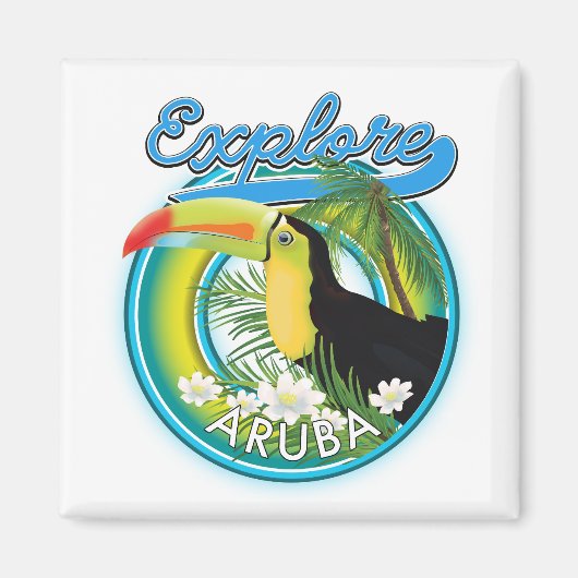 Verken Aruba reislogo Magneet (Voorkant)