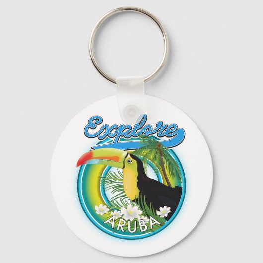 Verken Aruba reislogo Sleutelhanger (Voorkant)
