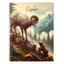 Verken Bighorn Sheep Grizzly Cub Mountain Notitieboek