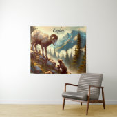 Verken Bighorn Sheep Grizzly Cub Mountain Wandkleed (In Situ (horizontaal))