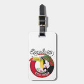 Verken Colombia retro logo Bagagelabel (Voorkant verticaal)