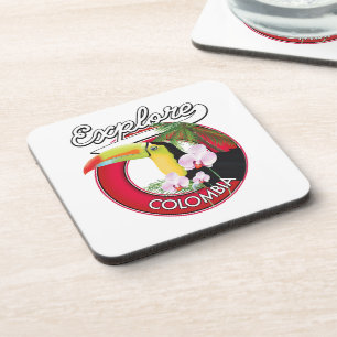 Verken Colombia retro logo Bier Onderzetter