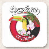 Verken Colombia retro logo Bier Onderzetter (Voorkant)