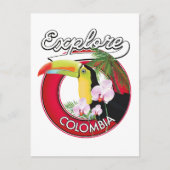 Verken Colombia retro logo Briefkaart (Voorkant)