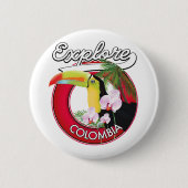 Verken Colombia retro logo Ronde Button 5,7 Cm (Voorkant)