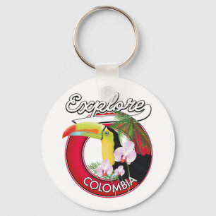 Verken Colombia retro logo Sleutelhanger