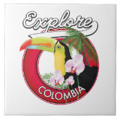 Verken Colombia retro logo Tegeltje (Voorkant)