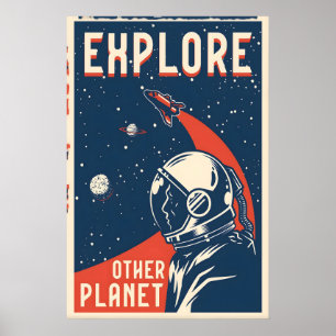 Verken de Andere Planeet Ruimtereis Poster Print
