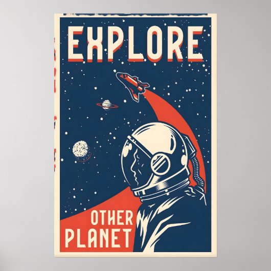 Verken de Andere Planeet Ruimtereis Poster Print (Voorkant)
