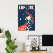 Verken de Andere Planeet Ruimtereis Poster Print (Thuiskantoor)