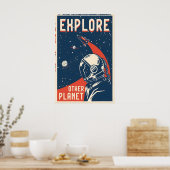 Verken de Andere Planeet Ruimtereis Poster Print (Keuken)