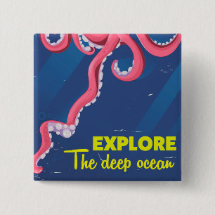Verken de Diepe Oceaan Vierkante Button 5,1 Cm