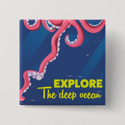 Verken de Diepe Oceaan Vierkante Button 5,1 Cm (Voorkant)