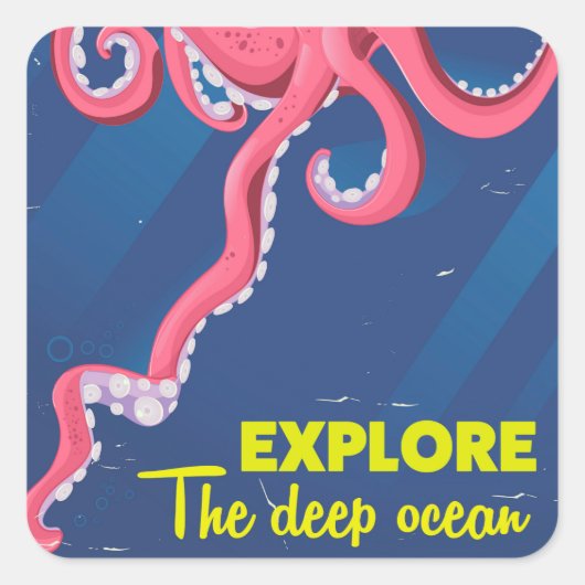 Verken de Diepe Oceaan Vierkante Sticker (Voorkant)