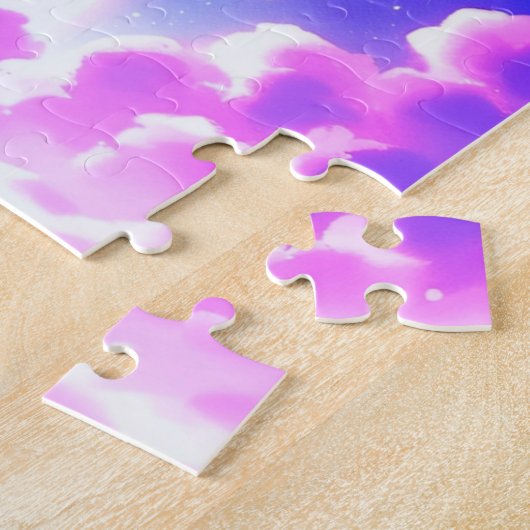 Verken de kosmos in roze en blauwe ruimtekunst legpuzzel (Zijkant)