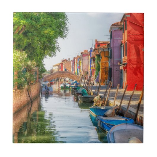 Verken de levendige charme van Burano Tegeltje (Voorkant)