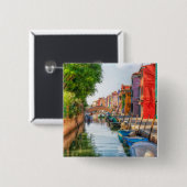 Verken de levendige charme van Burano Vierkante Button 5,1 Cm (Voorkant /achterkant)