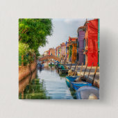 Verken de levendige charme van Burano Vierkante Button 5,1 Cm (Voorkant)