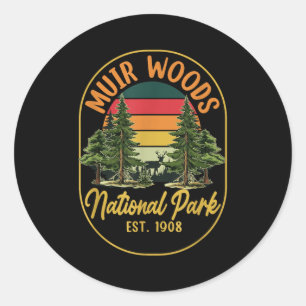Verken de natuur bij Muir Woods opgericht in 1908 Ronde Sticker