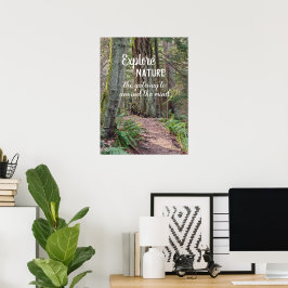 Verken de natuur boswandelpad fotografisch poster