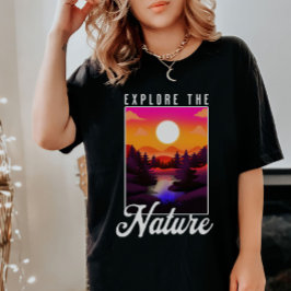 Verken de Natuur - Mountain, River, Sunset Hiking T-shirt