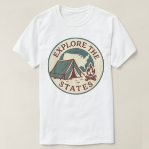 Verken de Retro Camping Design van de Staten T-shirt