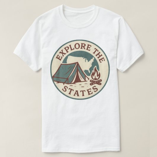 Verken de Retro Camping Design van de Staten T-shirt (Design voorkant)