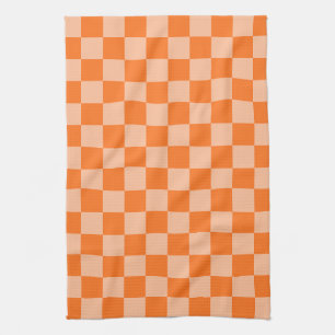 Verken de Schoonheid van Oranje Schaakbord Theedoek